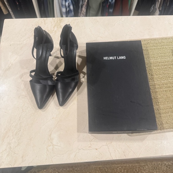 Helmut Lang Black Ankle Strap Heels - Picture 1 of 6